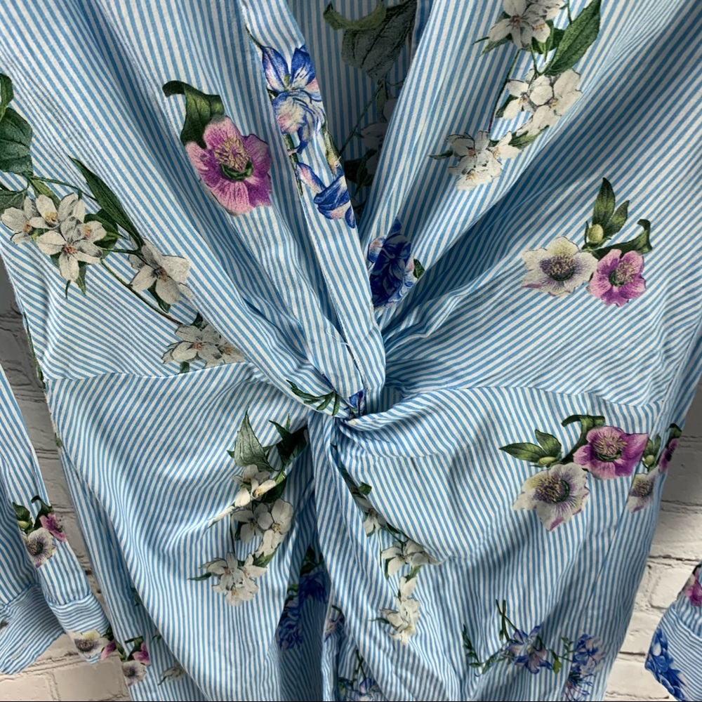 Zara Flower Print Knot Shirt Dress View 6